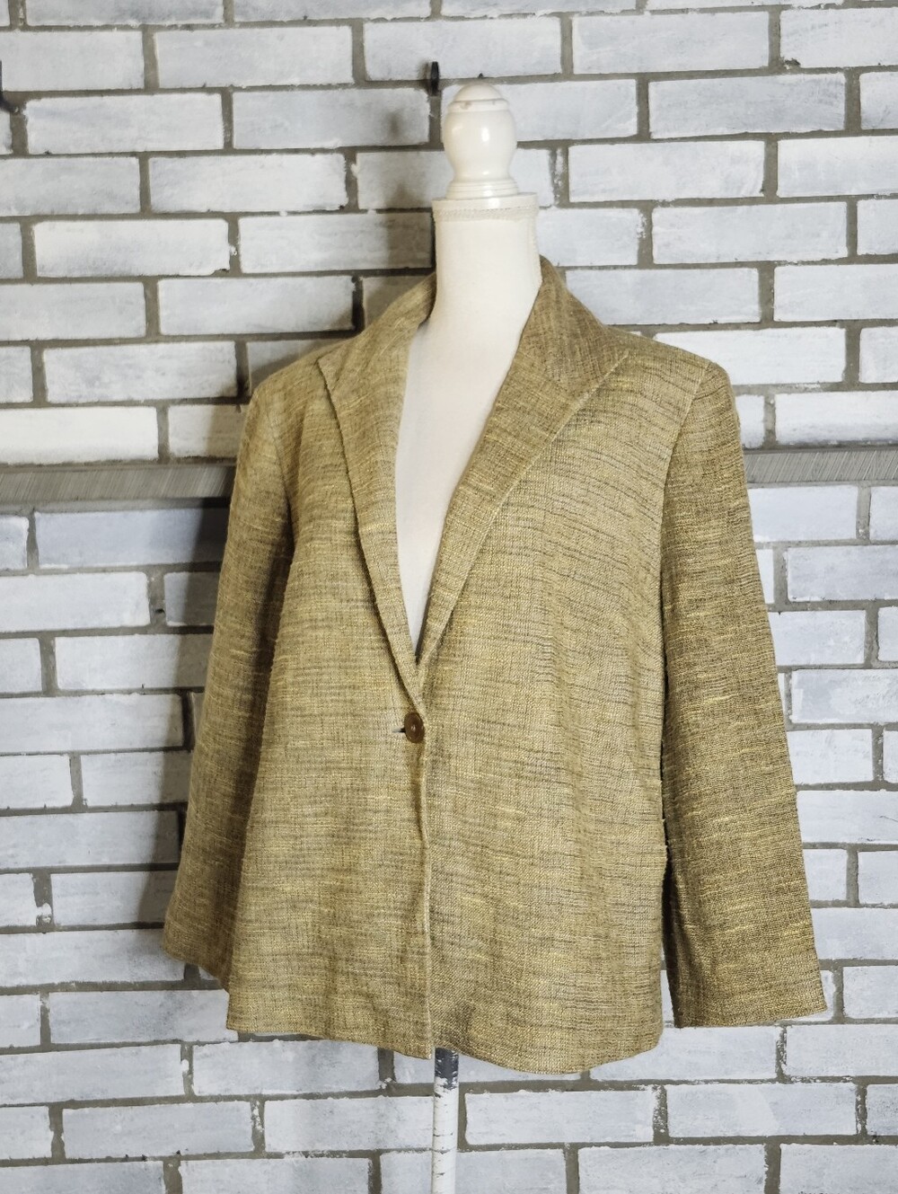 • Jones New York Women's Long Sleeve Linen Blend Blazer Jacket 14W Multicolor